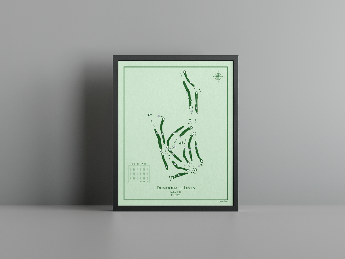 Dundonald Links golf course print, green frame