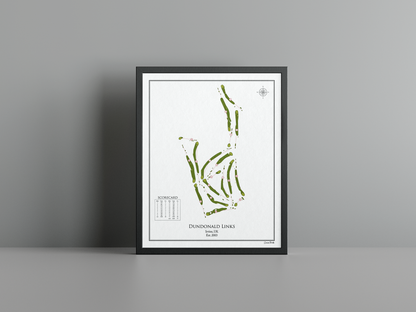 Dundonald Links golf course print, white frame