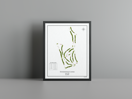 Dundonald Links golf course print, white frame