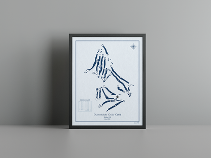 Dunmurry Golf Club golf course print, blue frame