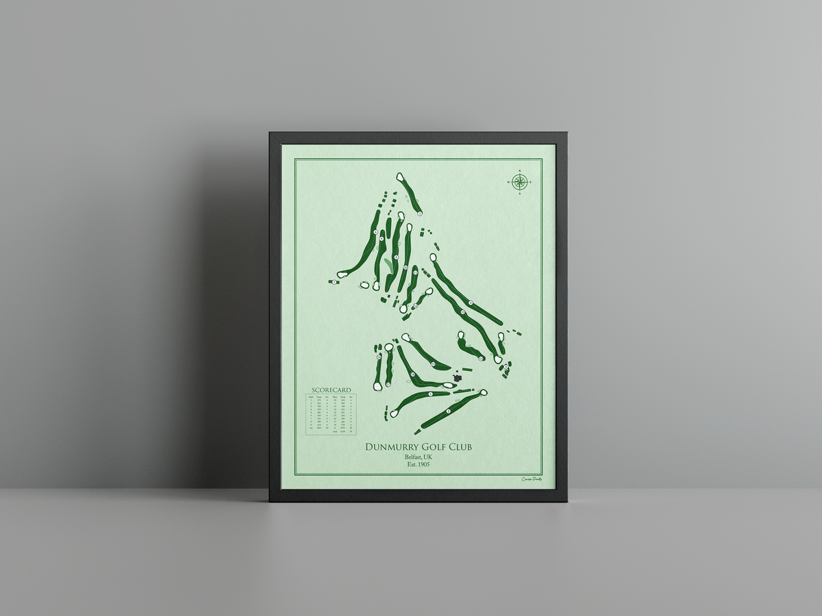 Dunmurry Golf Club golf course print, green frame