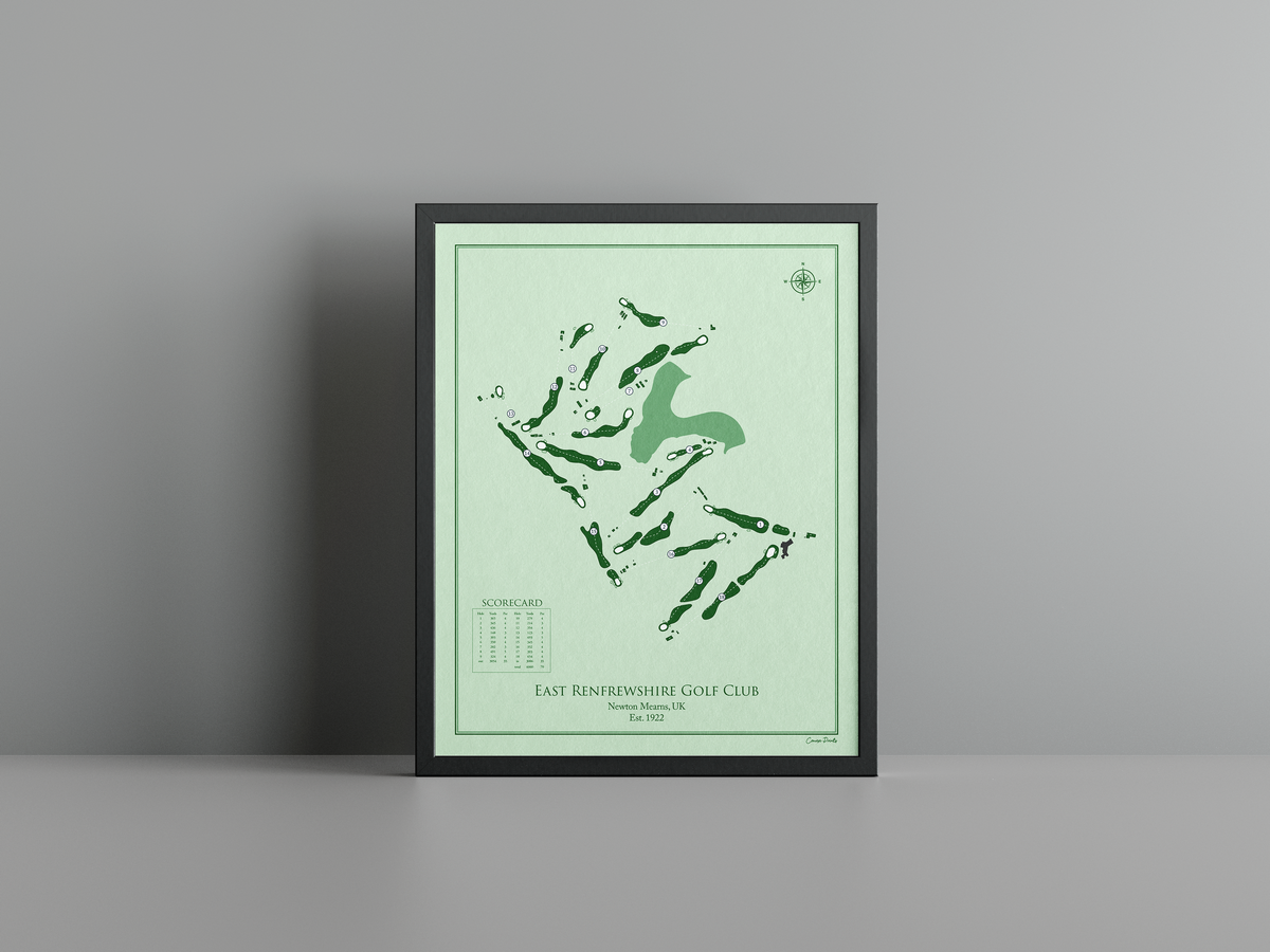 East Renfrewshire Golf Club golf course print, green frame