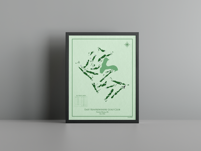 East Renfrewshire Golf Club golf course print, green frame