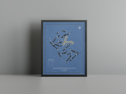 East Renfrewshire Golf Club golf course print, navy frame
