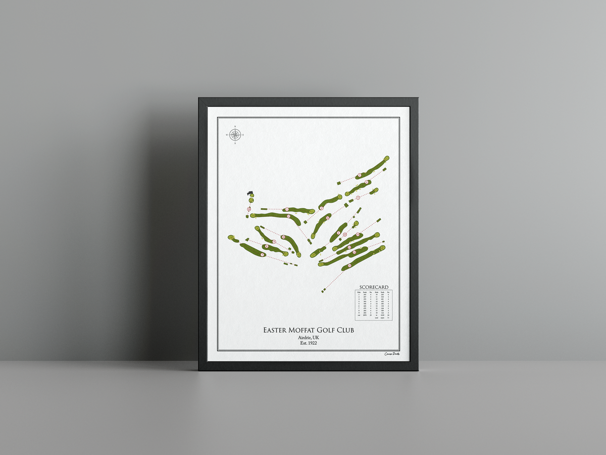 Easter Moffat Golf Club golf course print, white frame