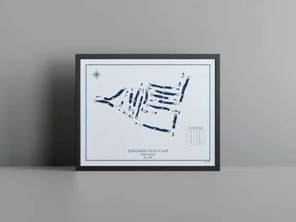 Elmgreen Golf Club golf course print, blue frame