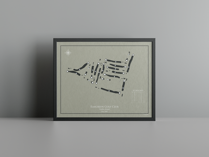 Elmgreen Golf Club golf course print, brown frame