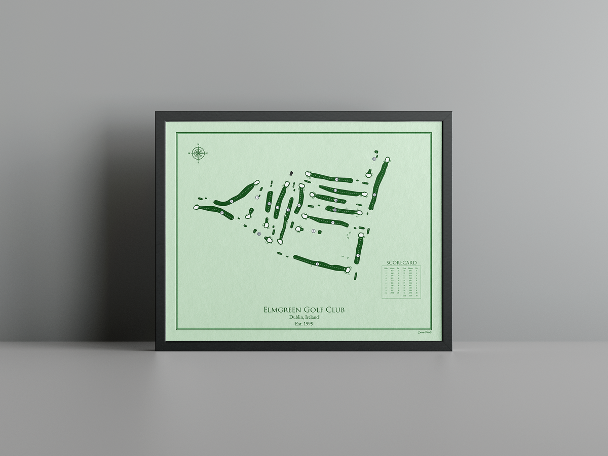 Elmgreen Golf Club golf course print, green frame