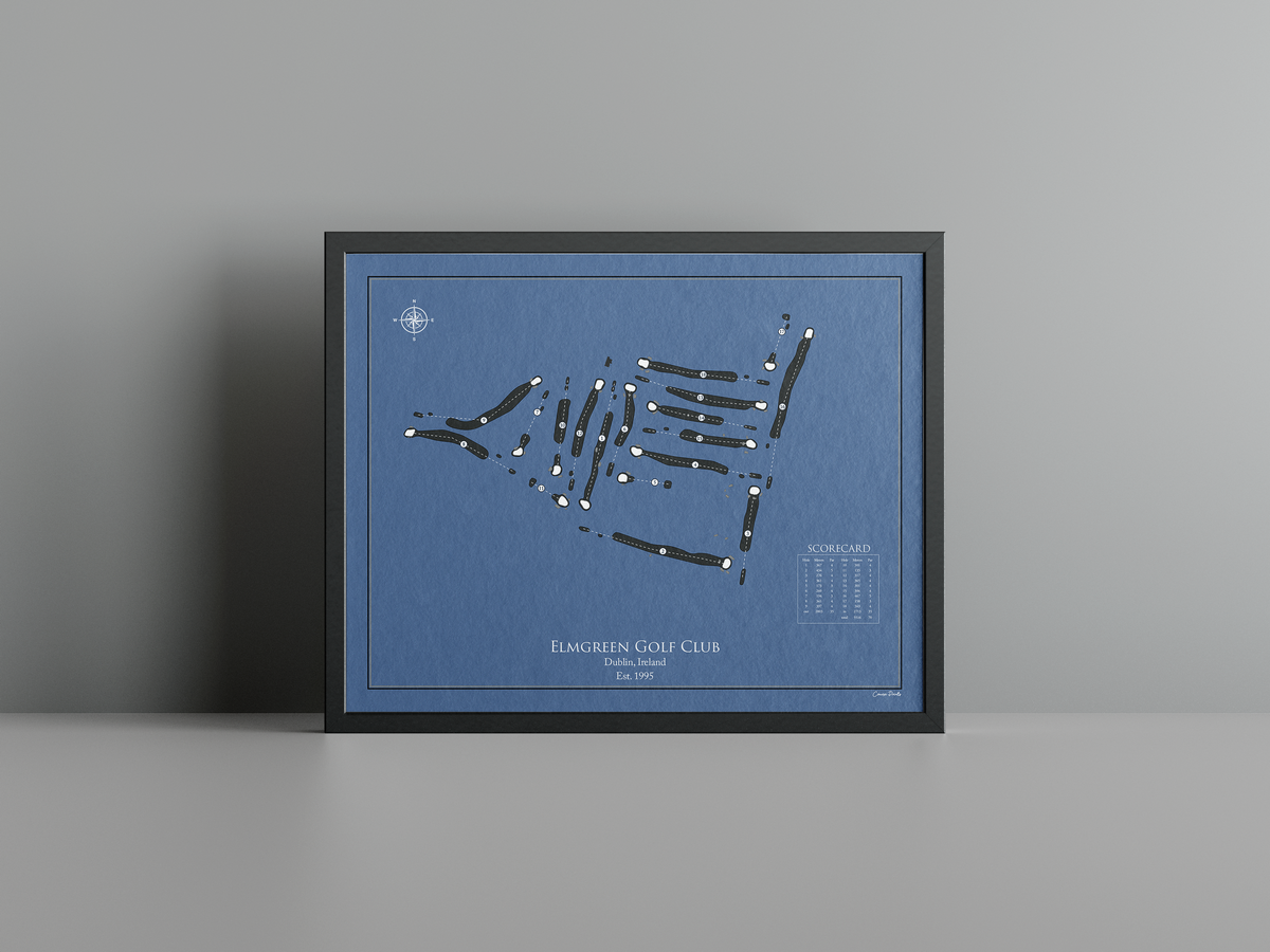 Elmgreen Golf Club golf course print, navy frame