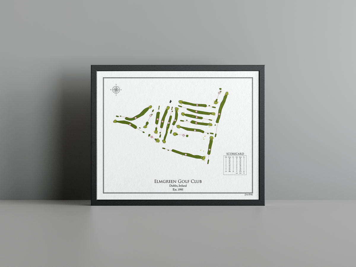 Elmgreen Golf Club golf course print, white frame