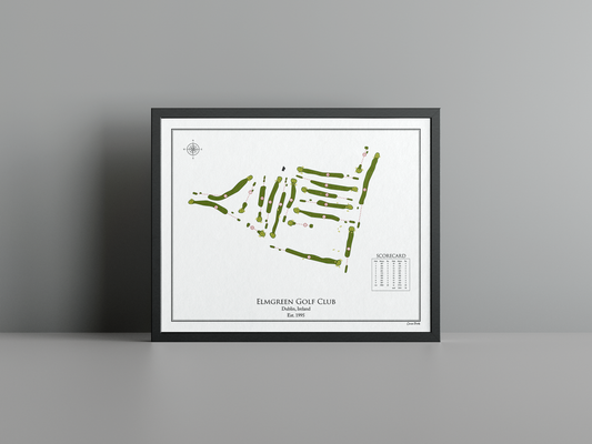 Elmgreen Golf Club golf course print, white frame