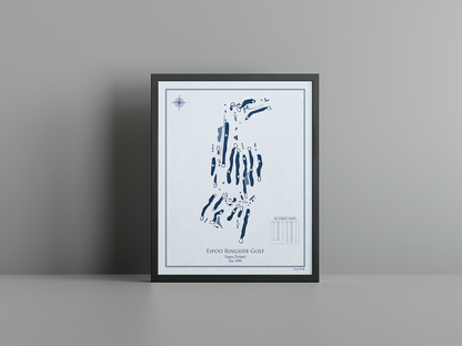 Espoo Ringside Golf golf course print, blue frame
