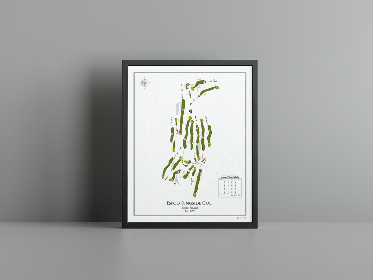 Espoo Ringside Golf golf course print, white frame