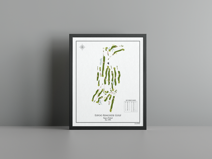 Espoo Ringside Golf golf course print, white frame