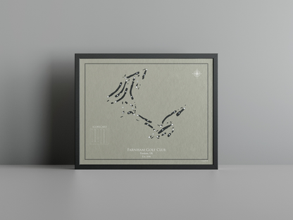 Farnham Golf Club golf course print, brown frame
