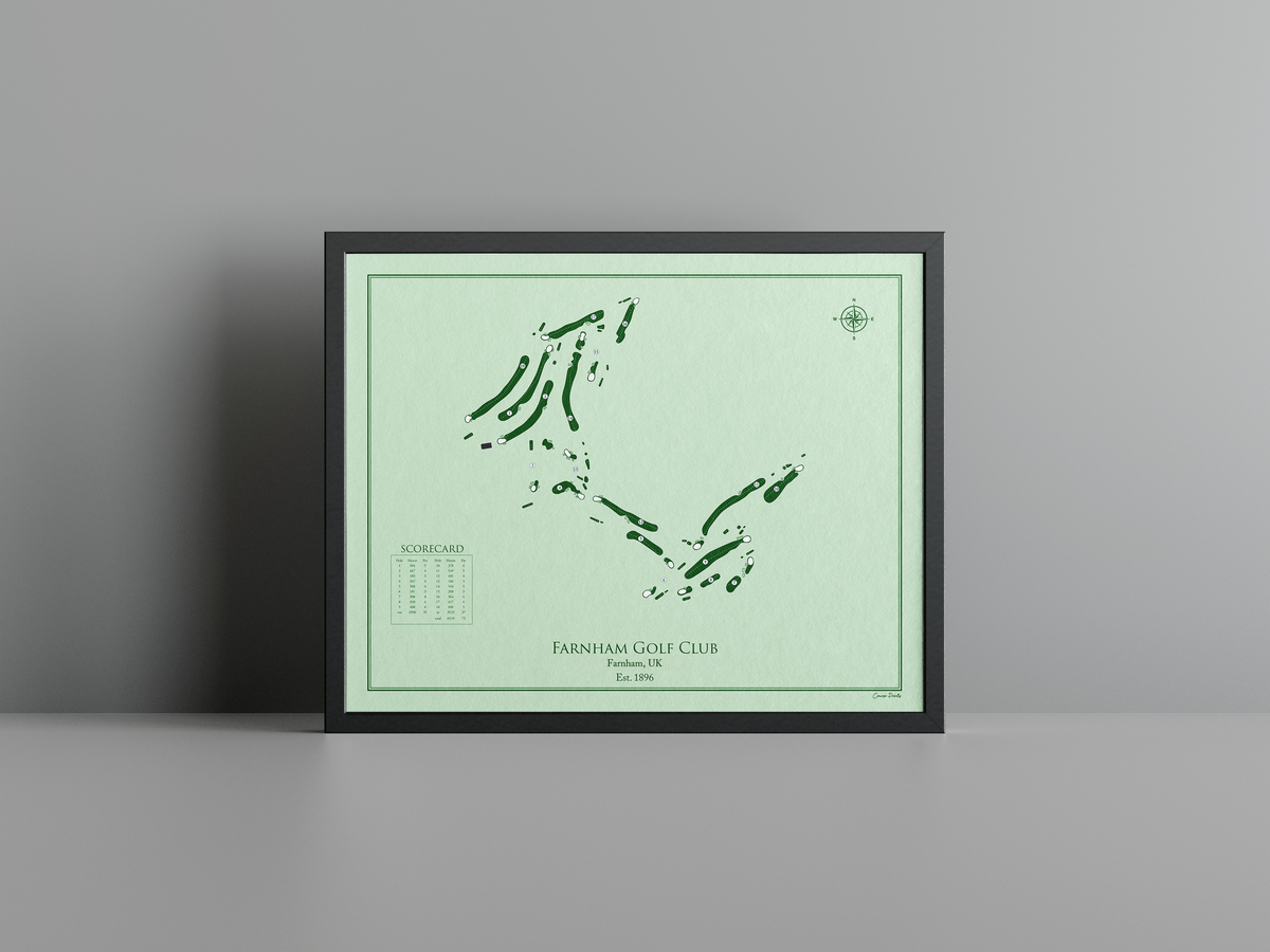 Farnham Golf Club golf course print, green frame