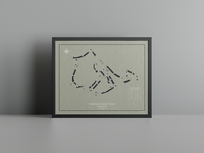 Fereneze Golf Club golf course print, brown frame