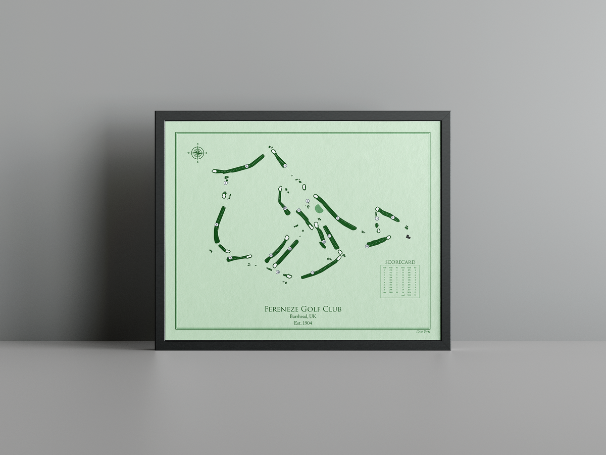 Fereneze Golf Club golf course print, green frame