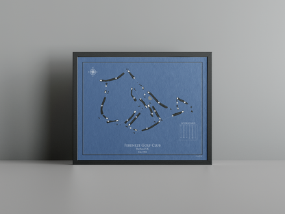 Fereneze Golf Club golf course print, navy frame
