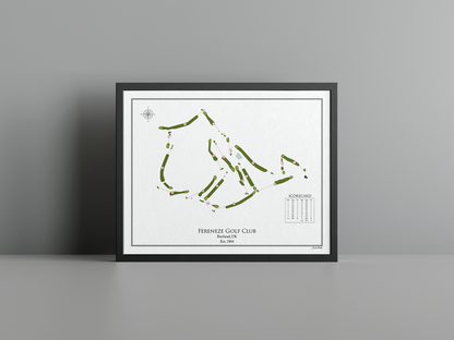 Fereneze Golf Club golf course print, white frame