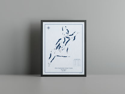 Five Nations Golf Club golf course print, blue frame