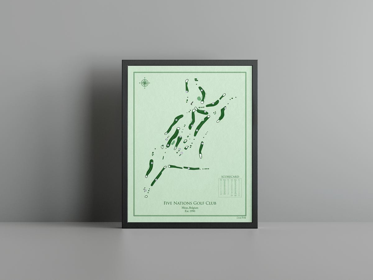 Five Nations Golf Club golf course print, green frame