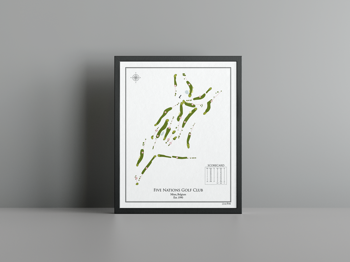 Five Nations Golf Club golf course print, white frame