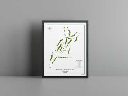 Five Nations Golf Club golf course print, white frame