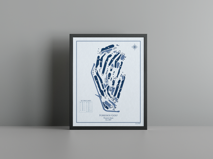Foressos Golf golf course print, blue frame