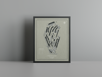 Foressos Golf golf course print, brown frame