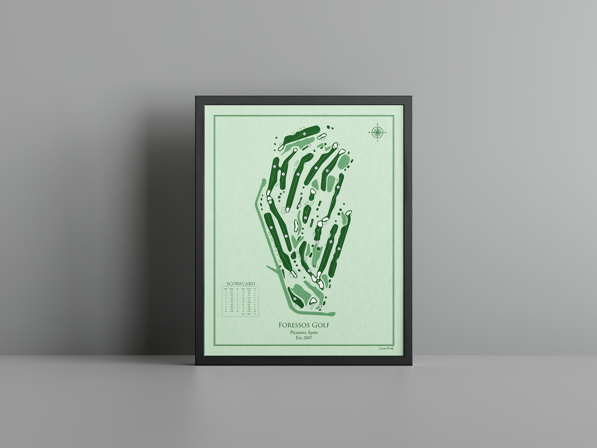 Foressos Golf golf course print, green frame