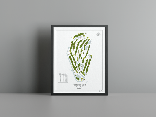 Foressos Golf golf course print, white frame