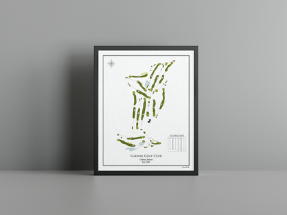 Galway Golf Club golf course print, white frame