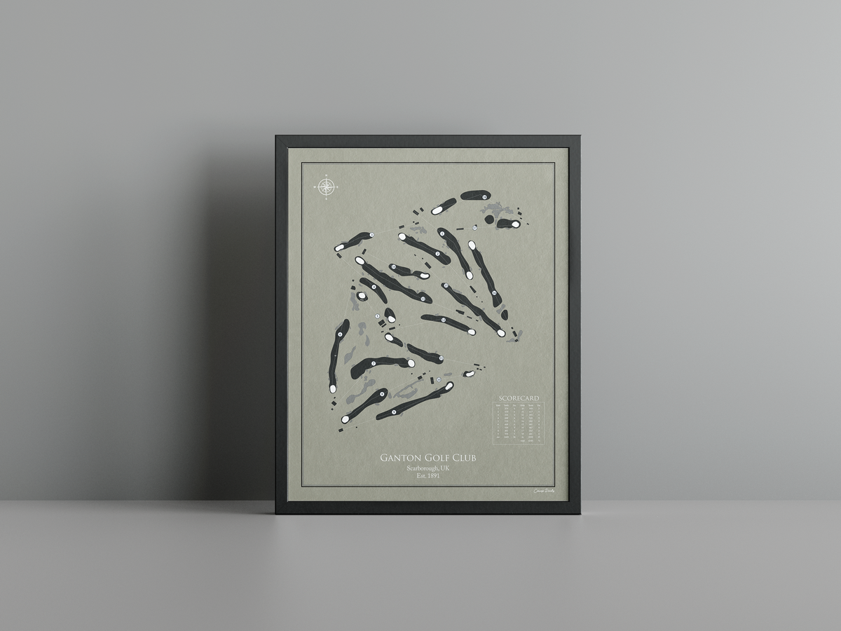 Ganton Golf Club golf course print, brown frame