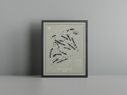 Ganton Golf Club golf course print, brown frame