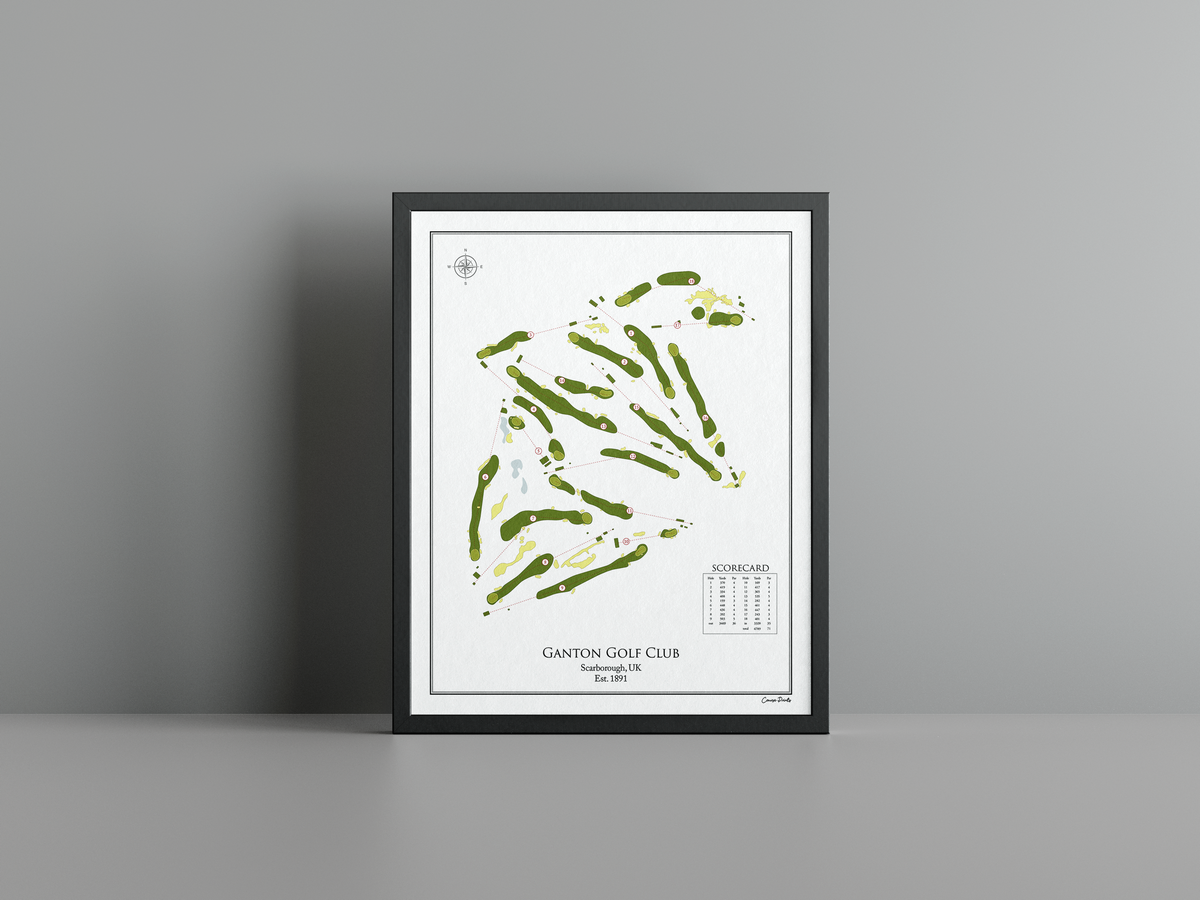 Ganton Golf Club golf course print, white frame