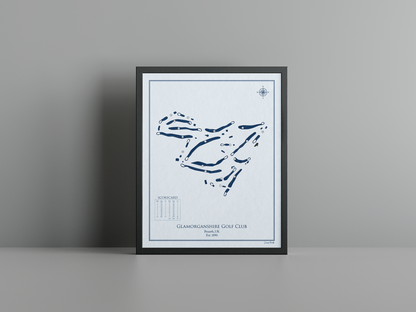 Glamorganshire Golf Club golf course print, blue frame