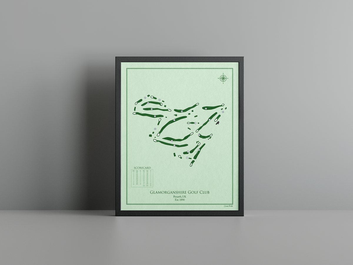 Glamorganshire Golf Club golf course print, green frame