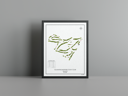 Glamorganshire Golf Club golf course print, white frame
