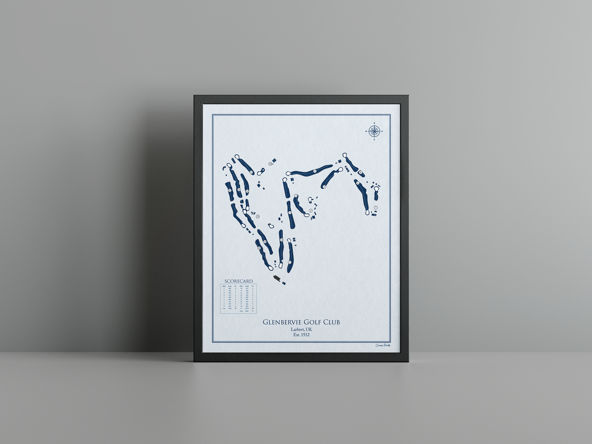 Glenbervie Golf Club golf course print, blue frame