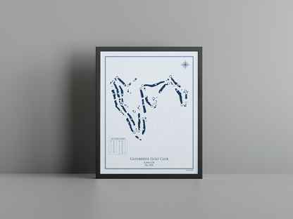 Glenbervie Golf Club golf course print, blue frame