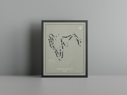 Glenbervie Golf Club golf course print, brown frame