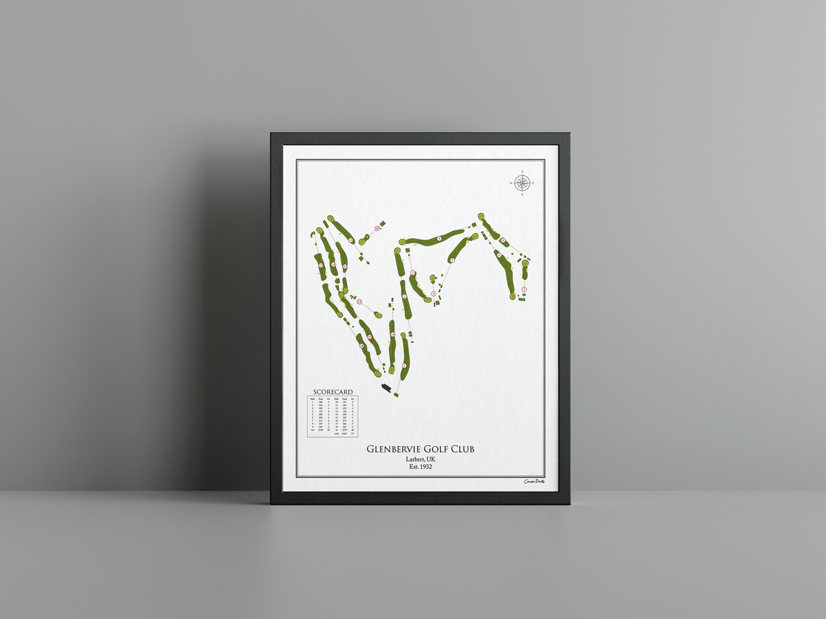 Glenbervie Golf Club golf course print, white frame