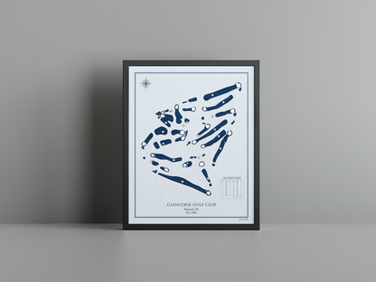 Glencorse Golf Club golf course print, blue frame