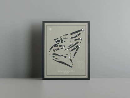 Glencorse Golf Club golf course print, brown frame