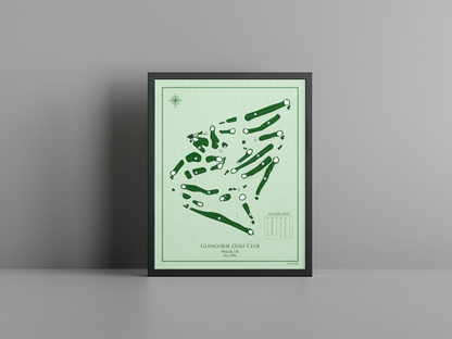 Glencorse Golf Club golf course print, green frame