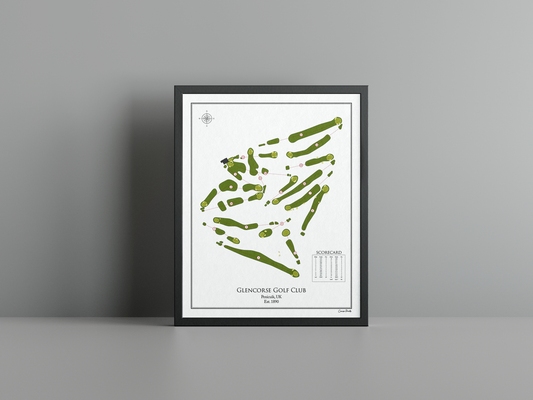 Glencorse Golf Club golf course print, white frame