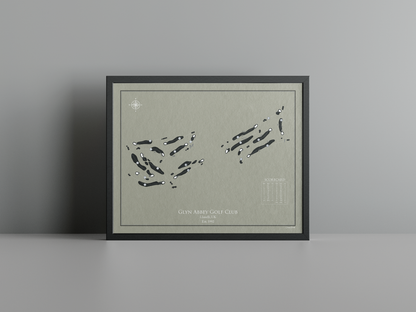 Glyn Abbey Golf Club golf course print, brown frame