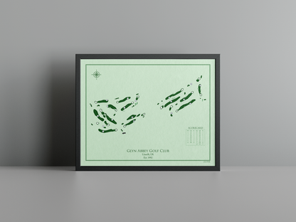 Glyn Abbey Golf Club golf course print, green frame