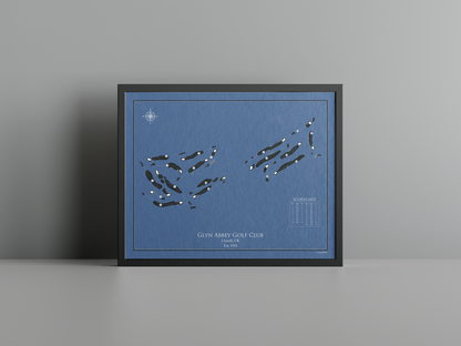 Glyn Abbey Golf Club golf course print, navy frame